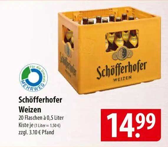 Schöfferhofer Weizen 20 Flaschen à 0,5 Liter