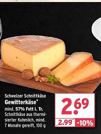 Schweizer Schnittkäse Gewitterkäse 100 g