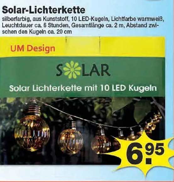 Solar-Lichterkette mit 10 LED-Kugeln