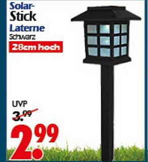 Solar-Stick Laterne schwarz, 28cm hoch