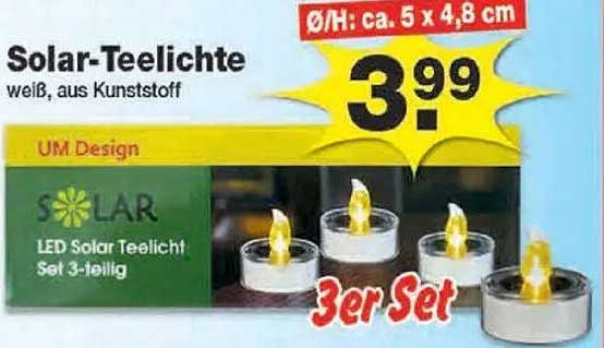 Solar-Teelichte 3er Set