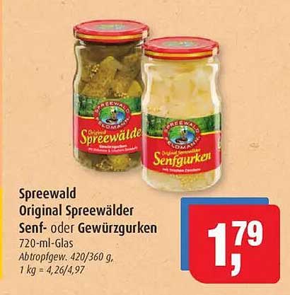 Spreewald Original Spreewälder Senf- oder Gewürz-gurken 720-ml-Glas