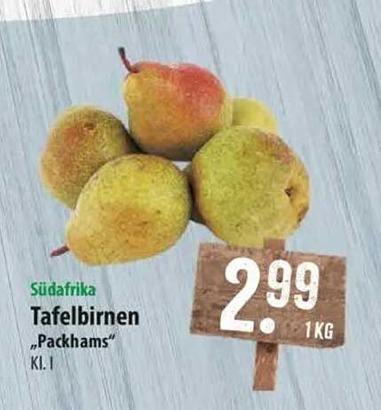 Tafelbirnen "Packhams" 1 kg für 2,99 €