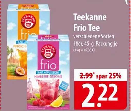 Teekanne Frio Tee verschiedene Sorten 18er, 45-g-Packung je