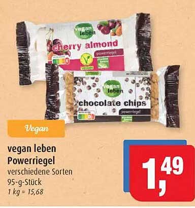 vegan leben Powerriegel verschiedene Sorten 95-g-Stück