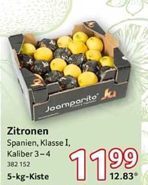 Zitronen, Spanien, Klasse I, Kaliber 3-4, 5-kg-Kiste