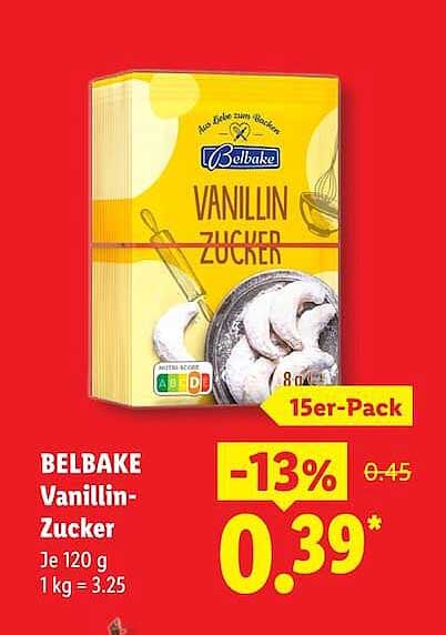 BELBAKE Vanillin-Zucker Je 120 g 1 kg = 3.25