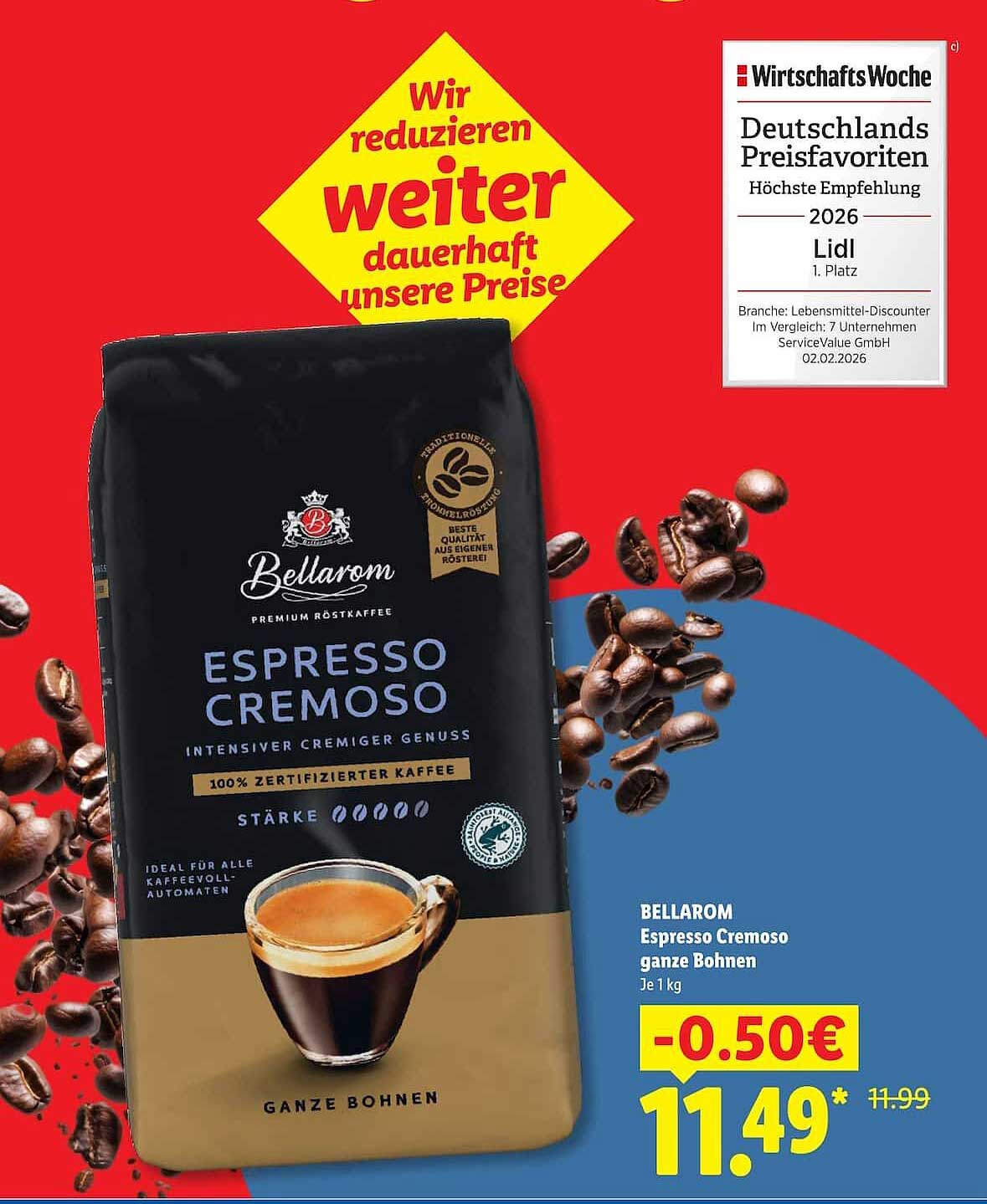 BELLAROM Espresso Cremoso ganze Bohnen Je 1 kg