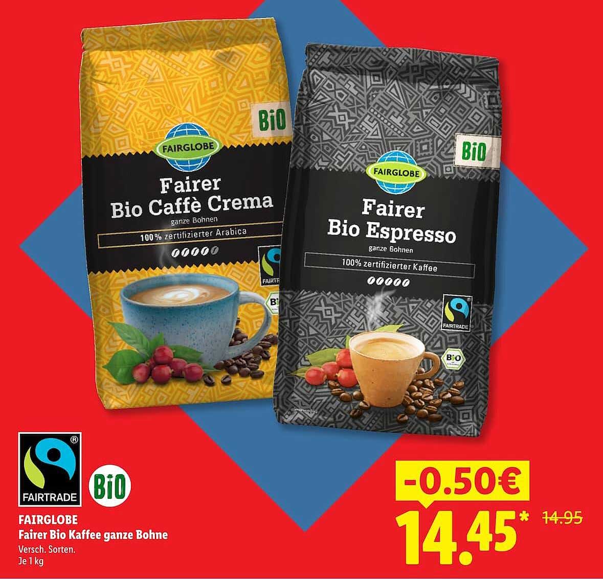 FAIRGLOBE Fairer Bio Kaffee ganze Bohne