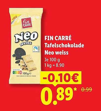 FIN CARRÉ Tafelchokolade Neo weiss