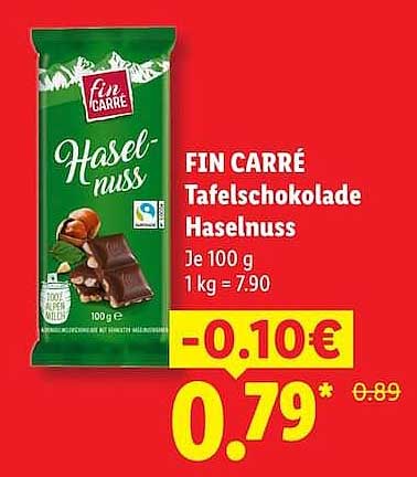 FIN CARRÉ Tafelschokolade Haselnuss