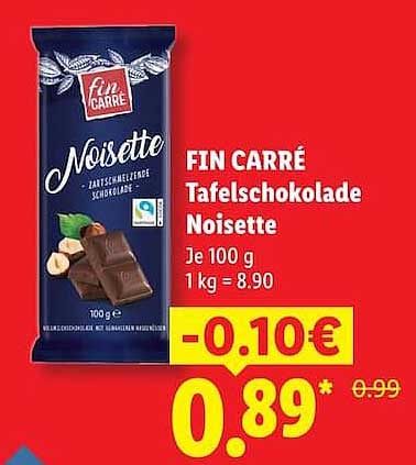 FIN CARRÉ Tafelschokolade Noisette
