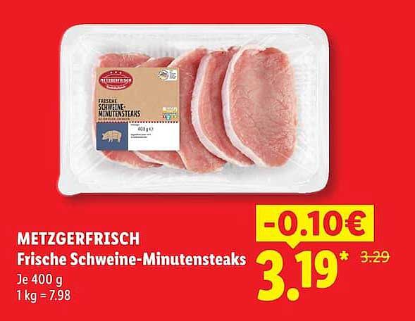 Frische Schweine-Minutensteaks
