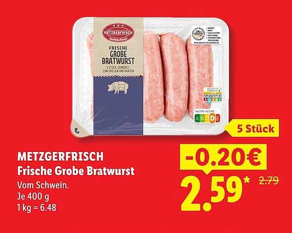METZGERFRISCH Frische Grobe Bratwurst