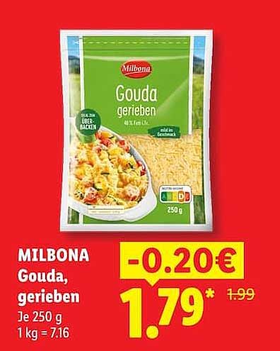 MILBONA Gouda, gerieben