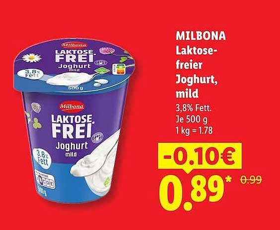 MILBONA Laktose-freier Joghurt, mild