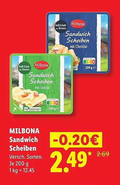 MILBONA Sandwich Scheiben Versch. Sorten. Je 200 g