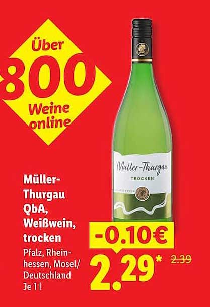 Müller-Thurgau QbA, Weißwein, trocken