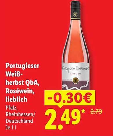Portugieser Weißherbst QbA, Roséwein, lieblich