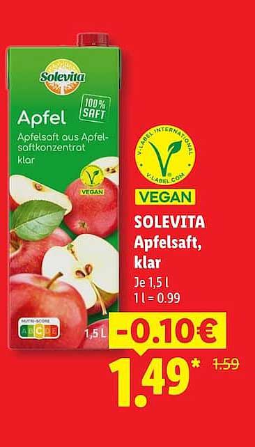 SOLEVITA Apfelsaft, klar