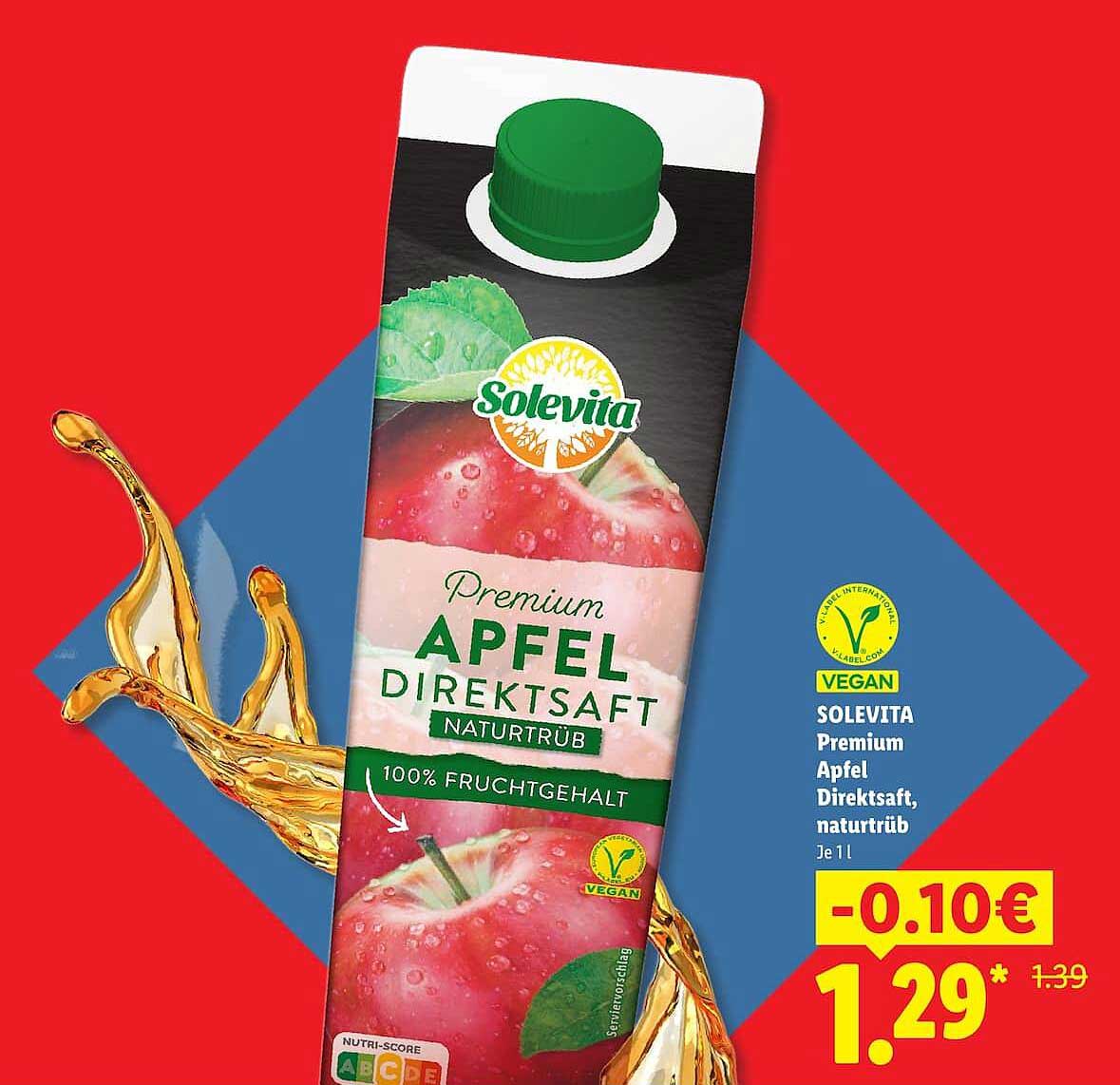 SOLEVITA Premium Apfel Direktsaft, naturtrüb, Je 1 l