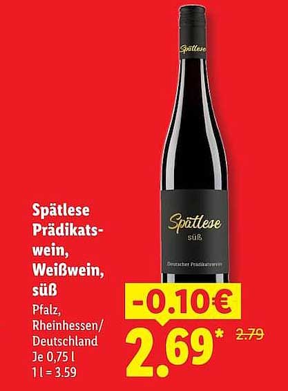 Spätlese Prädikatswein, Weißwein, süß