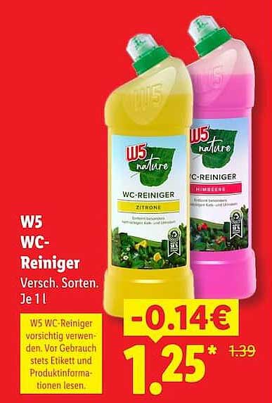 W5 WC-Reiniger Versch. Sorten. Je 1 l