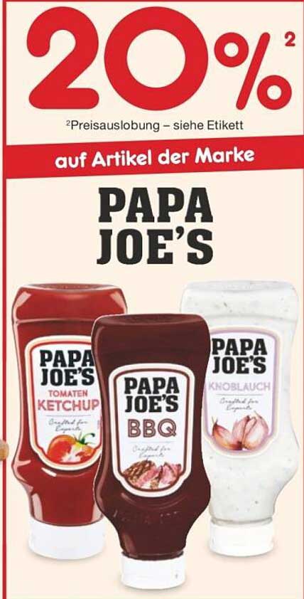 20% Rabatt auf Artikel der Marke PAPA JOE'S