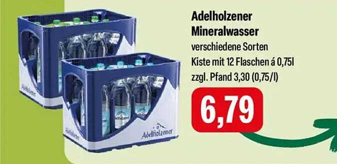 Adelholzener Mineralwasser - Kiste mit 12 Flaschen à 0,75l