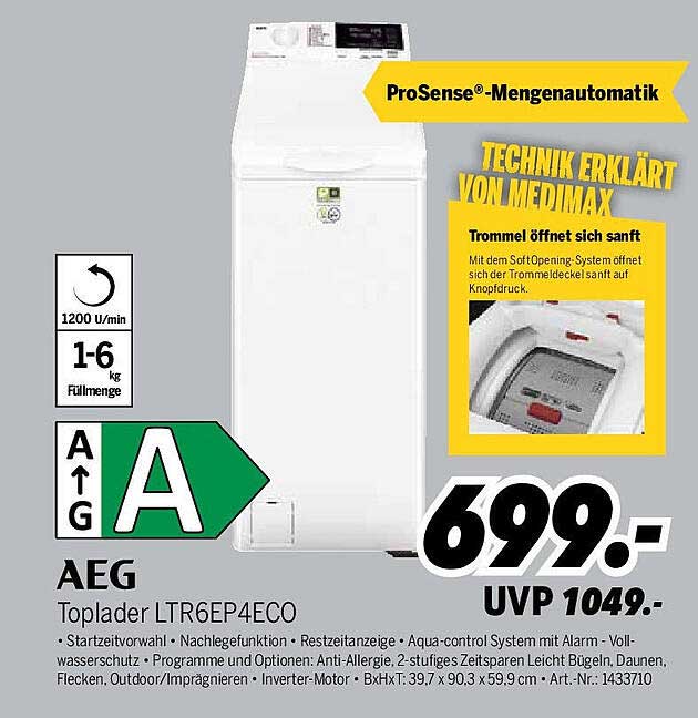 AEG Toplader LTR6EP4ECO