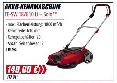 AKKU-KEHRMASCHINE TE-SW 18/610 Li – Solo