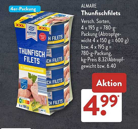 ALMARE Thunischfilets 4er-Packung