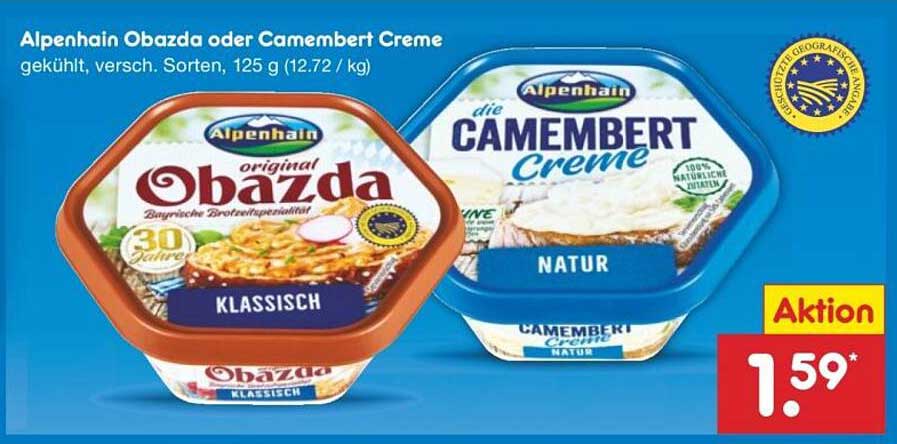 Alpenhain Obazda oder Camembert Creme, 125 g
