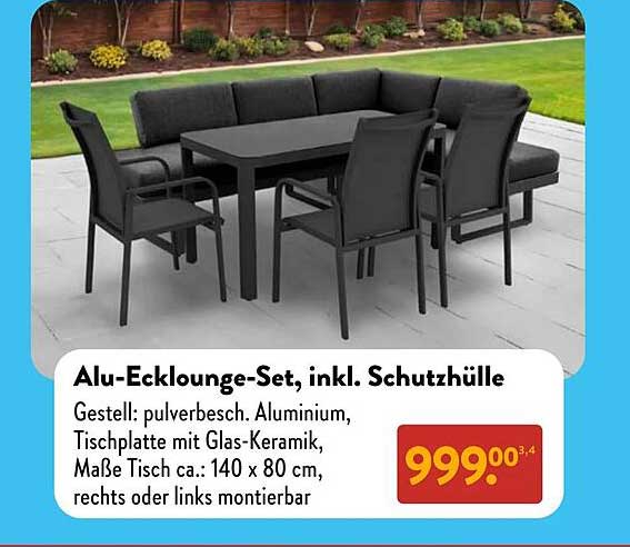 Alu-Ecklounge-Set, inkl. Schutzhülle