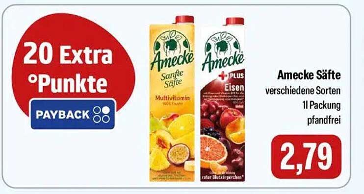 Amecke Säfte verschiedene Sorten 1l Packung pfandfrei