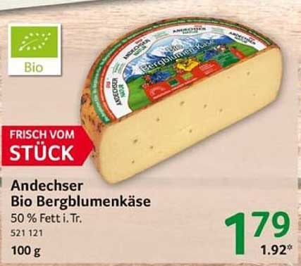 Andechser Bio Bergblumenkäse 50% Fett i. Tr.