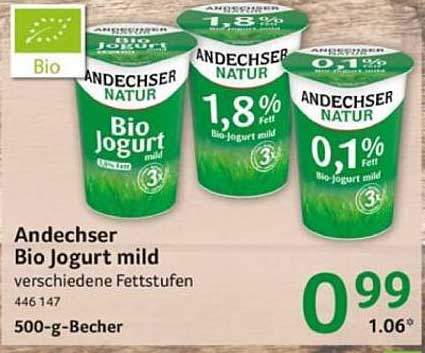 Andechser Bio Jogurt mild, verschiedene Fettstufen