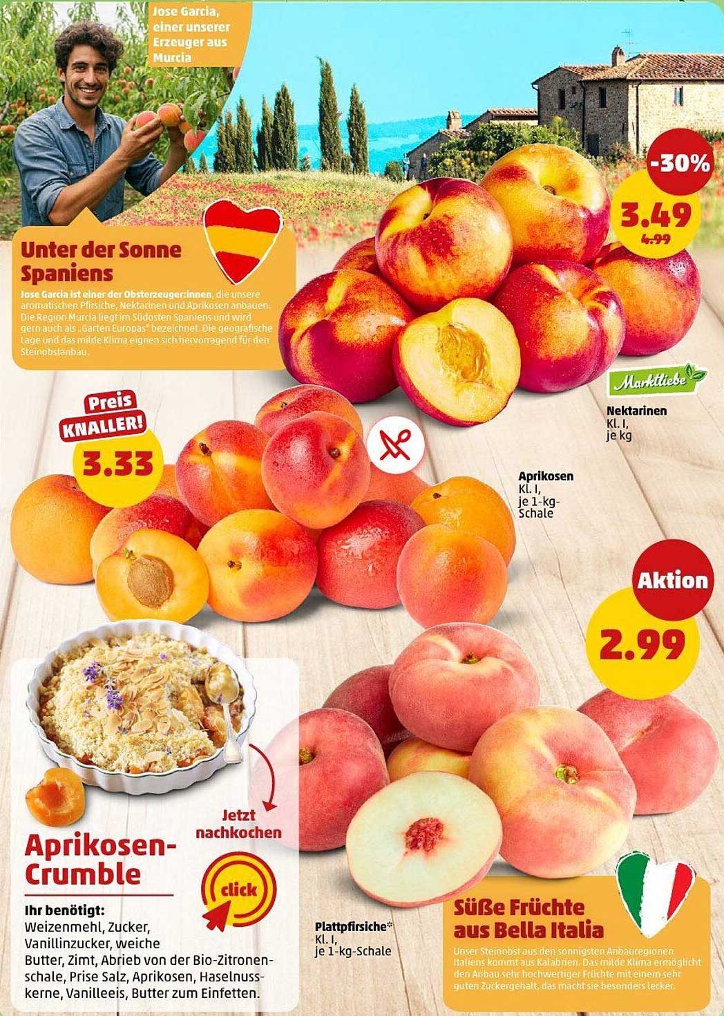 Aprikosen - Kl. I, je 1-kg-Schale für nur 2,99