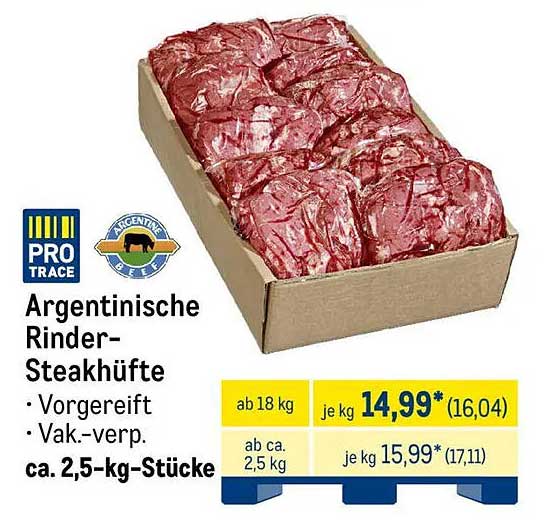 Argentinische Rinder-Steakhüfte - Vorgeeritet und vak-verpackt