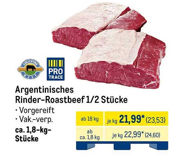 Argentinisches Rinder-Roastbeef 1/2 Stücke