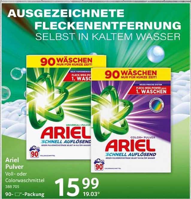 Ariel Pulver Voll- oder Colorwaschmittel 90 Wäschen
