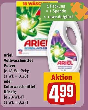Ariel Vollwaschmittel Pulver oder Colorwaschmittel flüssig