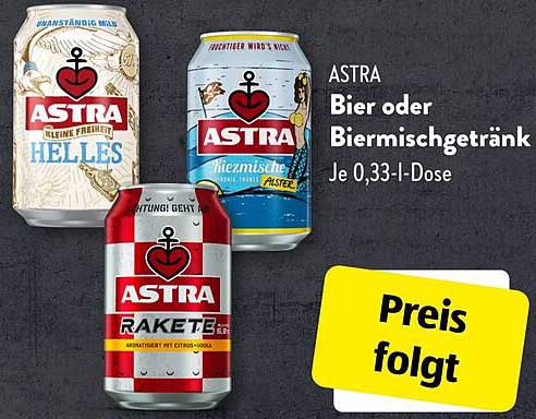 ASTRA Bier oder Biermischgetränk 0,33 l-Dose