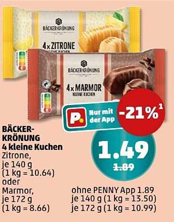 Bäcker Krönung 4 kleine Kuchen - Zitronen und Marmor