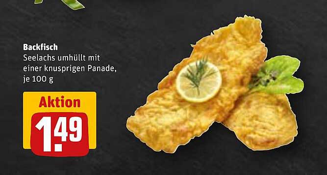 Backfisch – Seelachs umhüllt mit einer knusprigen Panade, je 100 g