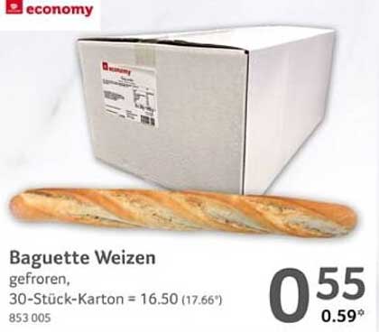 Baguette Weizen gefroren, 30-Stück-Karton