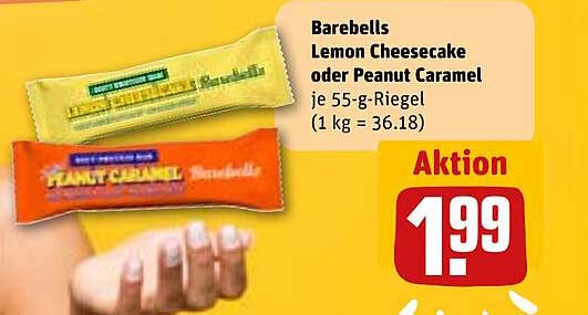 Barebells Lemon Cheesecake oder Peanut Caramel - 55-g-Riegel