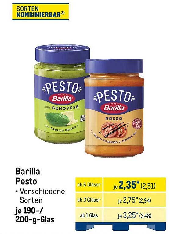 Barilla Pesto - Verschiedene Sorten je 190-/200-g-Glas