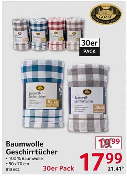 Baumwolle Geschirrtücher 30er Pack