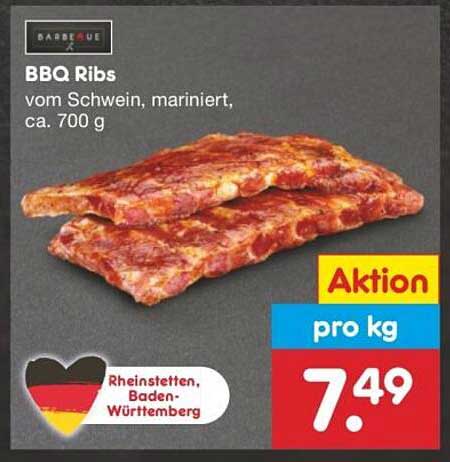 BBQ Ribs vom Schwein, mariniert, ca. 700 g